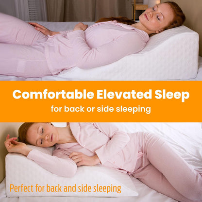 Aeris Wedge Pillow for Sleeping, Acid Reflux, and Snoring - Memory Foam Bed Wedge, 19-Degree Incline - Post-Surgery Recovery, Reading, Leg Elevation - Machine-Washable Cover