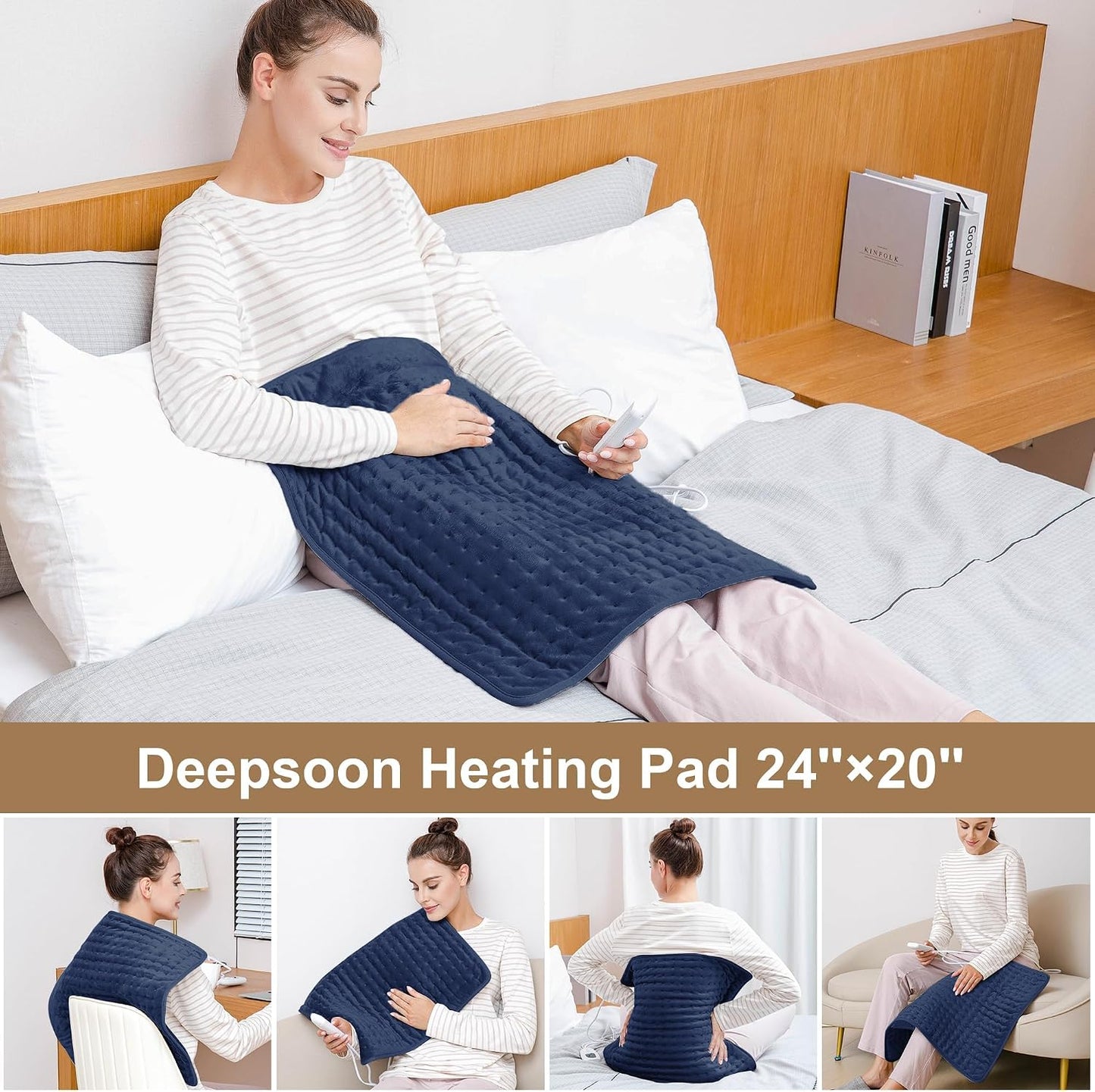 Heating Pad,Heated Blanket,Heating Pad for Back Neck,Grey,24x12 Inch | Electric Heating Pad,Dry/Moist Heat Heating Pads,Heating Pads for Shoulder,Abdomen,Heat Pad for Women Men,Birthday Gift