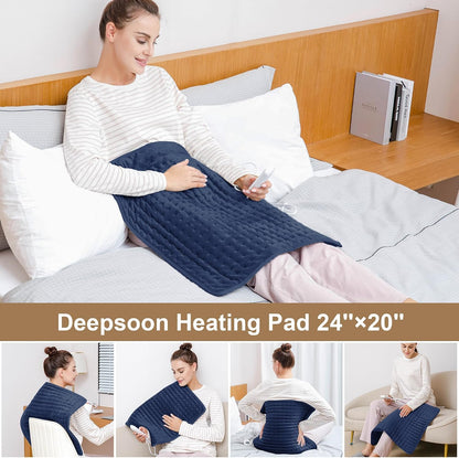 Heating Pad,Heated Blanket,Heating Pad for Back Neck,Grey,24x12 Inch | Electric Heating Pad,Dry/Moist Heat Heating Pads,Heating Pads for Shoulder,Abdomen,Heat Pad for Women Men,Birthday Gift