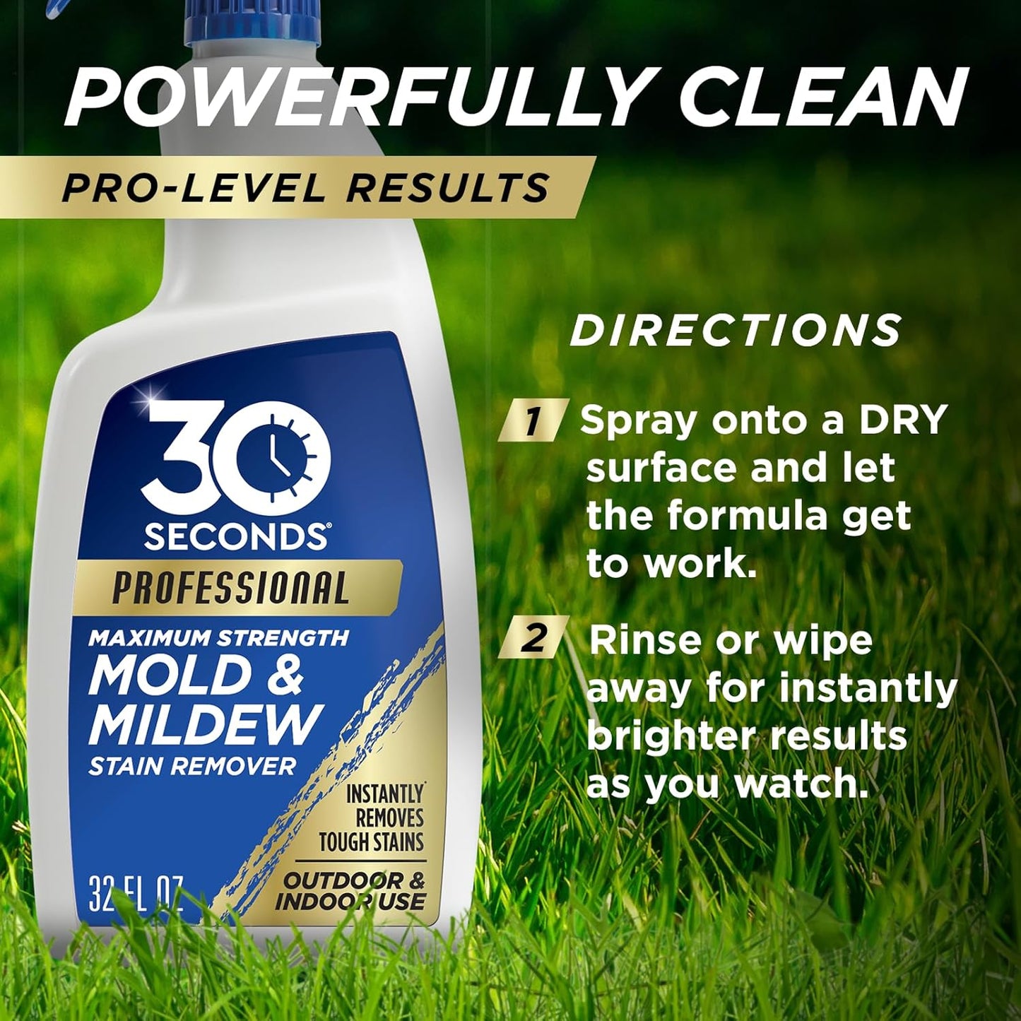 30 SECONDS Pro Mold & Mildew Stain Remover, Scrub-Free Formula, 32 Oz | Scrub-Free Formula, mold and mildew remover, mildew removal spray, mold killer, mold spray