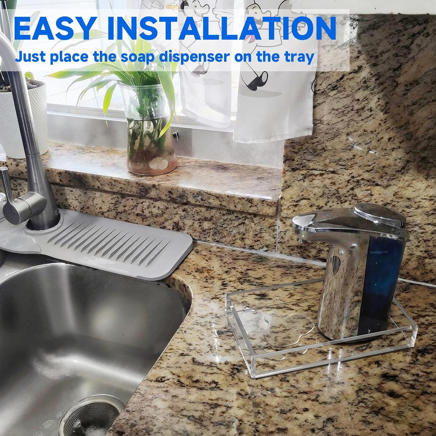 Acrylic Dispenser Drip Tray, Automatic Soap Dispenser Bracket, Laundry Detergent Drip Catcher Prevent Dripping and Spraying, Soap Dispenser Water Tray (Not Include Soap Dispenser)