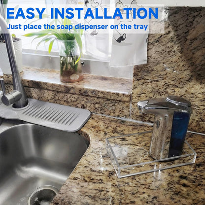 Acrylic Dispenser Drip Tray, Automatic Soap Dispenser Bracket, Laundry Detergent Drip Catcher Prevent Dripping and Spraying, Soap Dispenser Water Tray (Not Include Soap Dispenser)