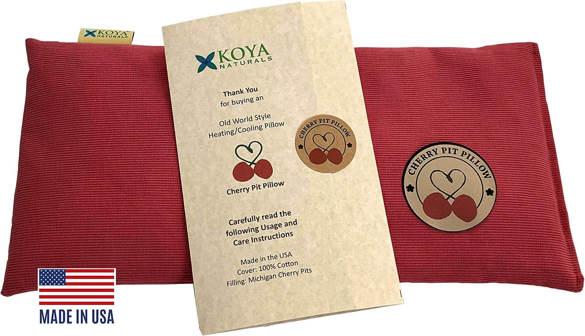 KOYA Naturals Heating Pad Microwavable - Cherry Pit/Stone/Seed Pillow Heat Pack for Neck, Muscles, Joints, Stomach Pain, Menstrual Cramps - Warm Compress Neck Wrap - Moist Heat Therapy (Henna Red)
