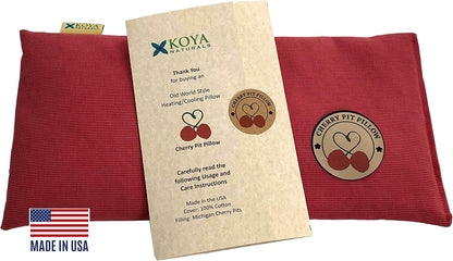 KOYA Naturals Heating Pad Microwavable - Cherry Pit/Stone/Seed Pillow Heat Pack for Neck, Muscles, Joints, Stomach Pain, Menstrual Cramps - Warm Compress Neck Wrap - Moist Heat Therapy (Henna Red)