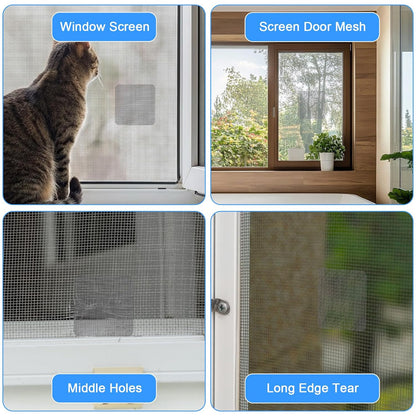 Sibba 20 Sheets Window Screen Patches Repair Kit Self-Adhesive Patch | 4 Sizes Black Self-Adhesive Screen Patch Repair Kit for Mesh Screens Door, Strong Adhesive Screens Repairs Tape