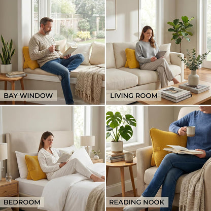 Pat. Pend. Corduroy Lumbar Support Back Pillow for Watching TV, Reading & Gaming, Ergonomic Triangle Support Cushion for Sofa, Armchair & Bed Sitting, Removable Washable Cover, Beige Gray