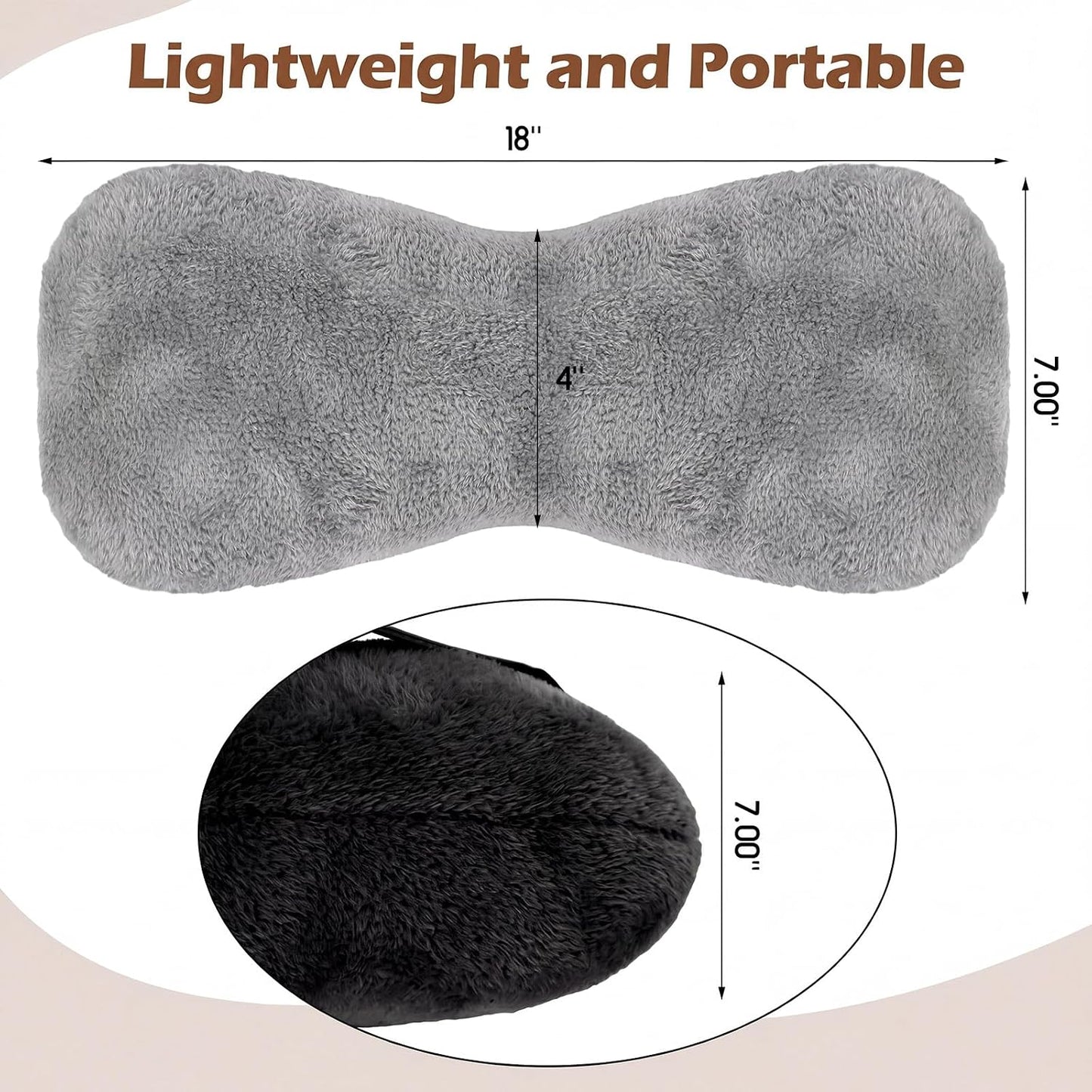 Colingmill 1 Pc Neck Pillow for Recliner Headrest Pillow Bone Shaped Chair Plush with Adjustable Strap Neck Support and Pain Relief Curve Head Cushion for Car Travel Airplane (Grey)