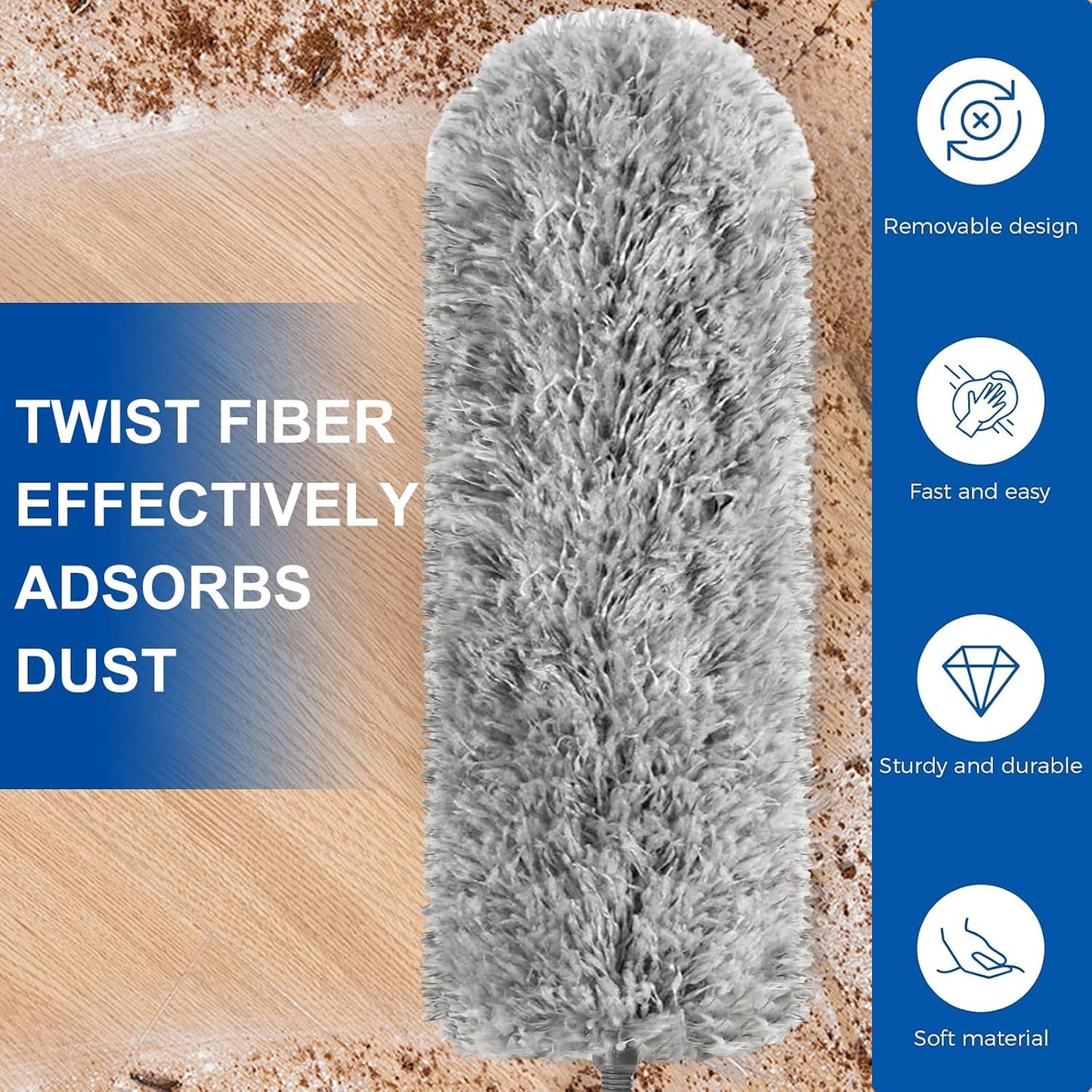 Retractable Gap Dust Cleaner Cleaning Tools with 2 Microfiber Dusting Cloths Long Handle 60inches Washable and Retractable Duster Brush for Cleaning Under Appliances Furniture Couch Fridge