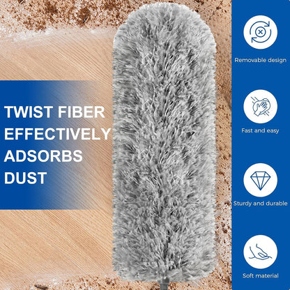 Retractable Gap Dust Cleaner Cleaning Tools with 2 Microfiber Dusting Cloths Long Handle 60inches Washable and Retractable Duster Brush for Cleaning Under Appliances Furniture Couch Fridge