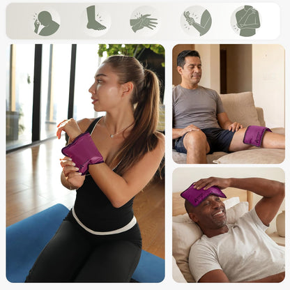 Medium Flexible Gel Ice Packs Reusable - Hot and Cold Soft Ice Packs for Injuries Reusable for Ankle, Arm, Foot, Leg, Back Pain Relief - 8" x 12" - Purple