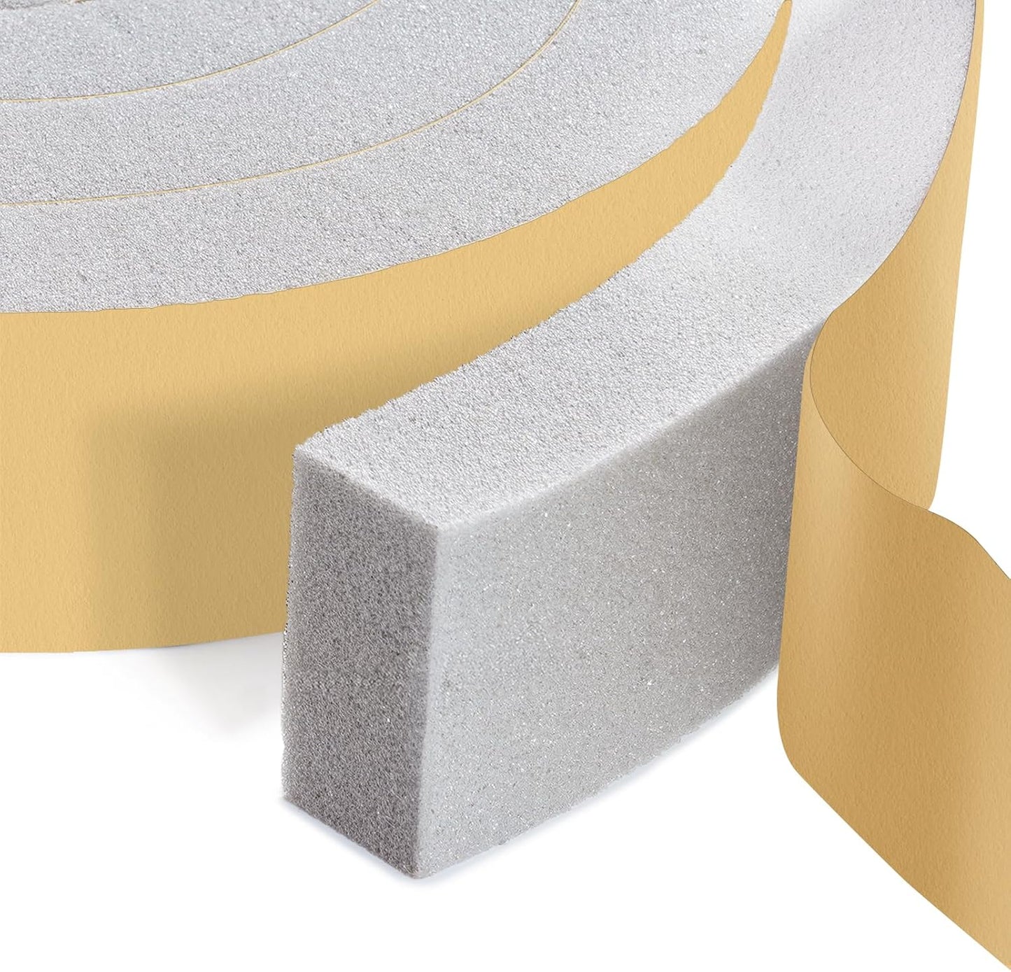 High Density Foam Tape Air Conditioner Window Seal, 1x1 Inch Thick Foam Stripe with Adhesive for Window AC Insulation, Weather Stripping for Doors and Windows Insulation, AC Foam Tape, White