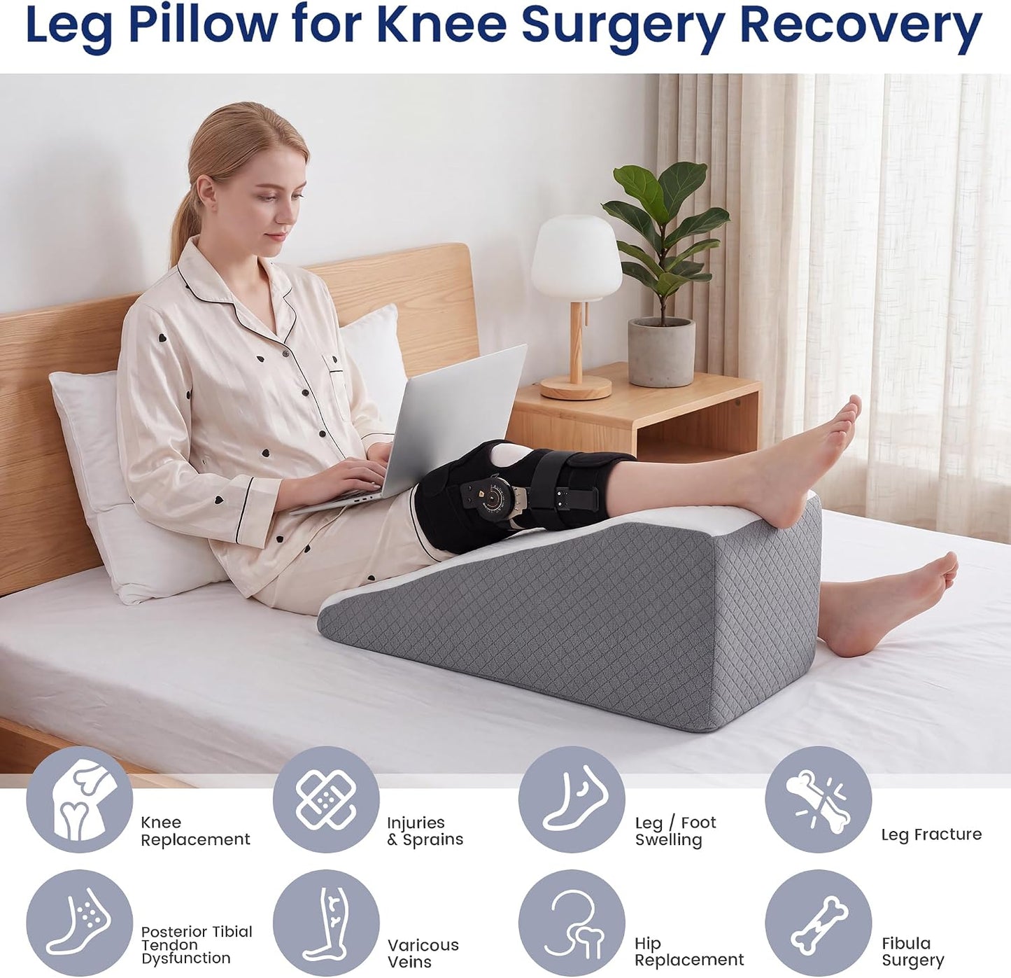 Knee Elevation Pillow Post Surgery Knee Replacement | for Knee Replacement Pillow, Wedge Pillow, Knee Pillow, Leg Elevation Pillow,leg Lift, Knee Surgery Must Haves