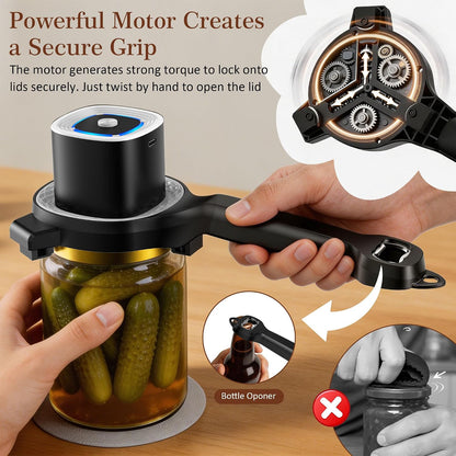 Electric Jar Opener for Seniors with Auto-Adjusting Gripper,Fit 1"-3.5" Cap | Rechargeable Jar & Bottle Openers for Weak Hands and Arthritis, Easy Twist Off Lid Opener with Rubber Gripper Pad，Red