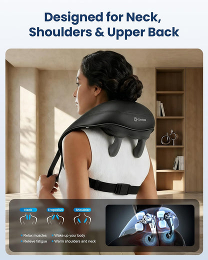 COMFIER Shiatsu Neck and Shoulder Massager with Heat,White Elephant Gifts for Adults,4D Deep Kneading Massage Pillow with Heat, Back Massager, Pillow Massage,Jet Black