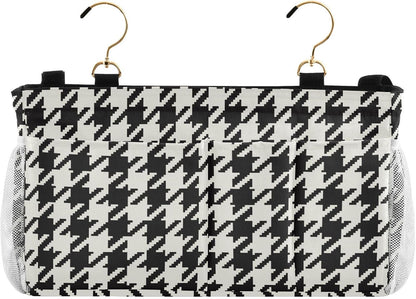 Black Bedside Caddy Storage Bag Bedside Organizer for Bed Rails College Dorm Room Organizer Caddy Hanging Shelf 6 Pockets with Hooks for Drinks Magazine Phone Holder