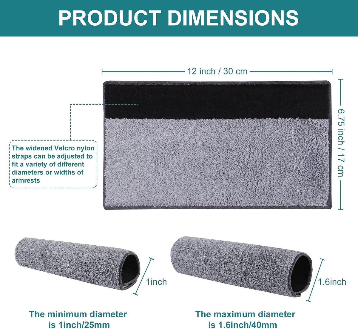 Small Office Chair Arm Covers Protectors, 2-Pack Chair Arm Pads with Straps