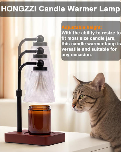 Candle Warmer Lamp with Timer, Dimmable, Adjustable Height, Oval | 2 bulbs included, no flame needed, 1-year warranty, farmhouse or modern decor, for bedroom, kitchen, living room, gifting