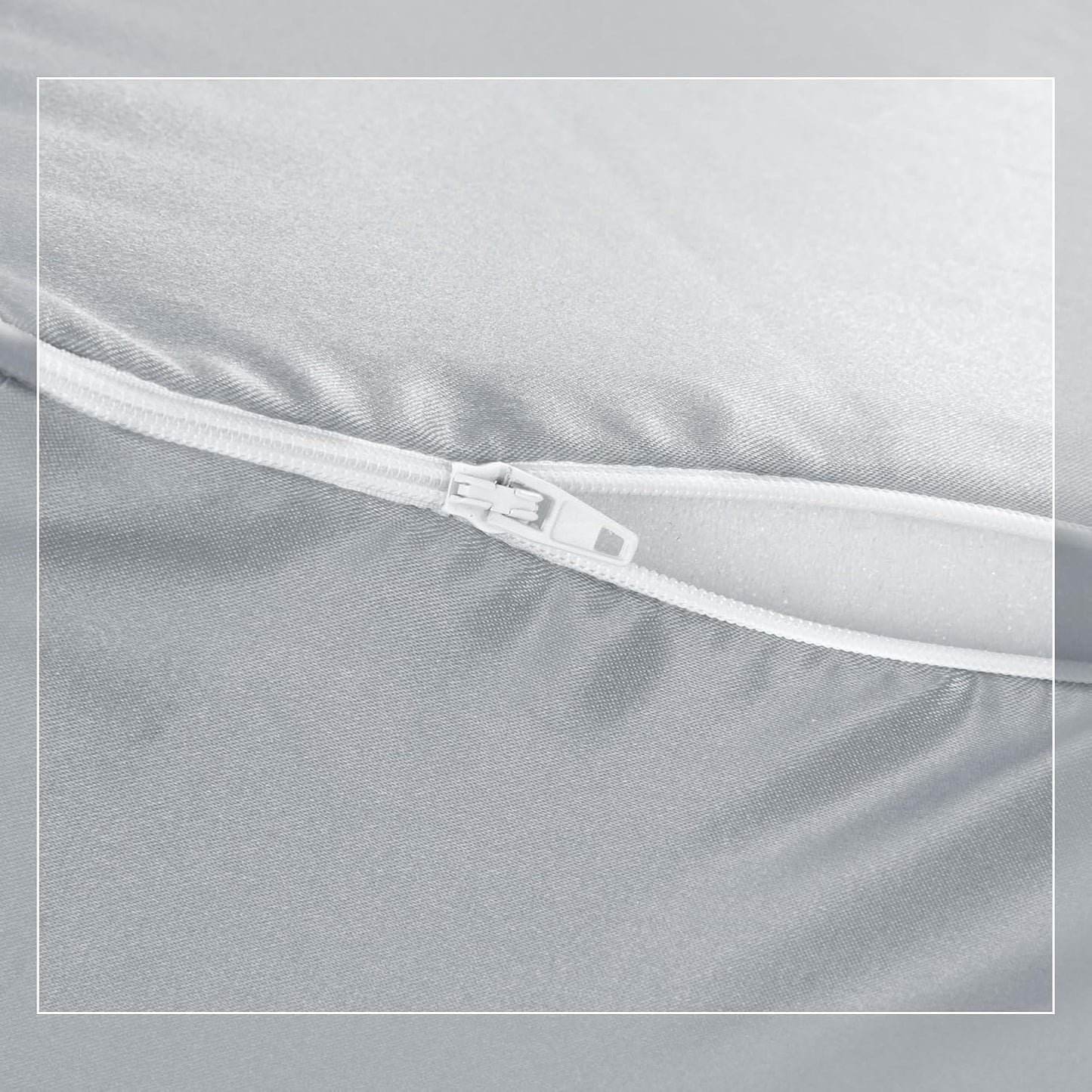 HOMBYS Satin Bed Wedge Pillow Cover Silky & Smooth Wedge Pillowcase 1 Pack 24x24x8, Soft & Breathable, Removable & Machine Washable-Zipper Design (Pillow Not Include), (Grey, 24"x24"x8")