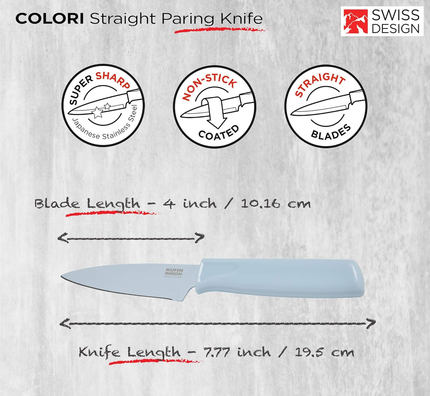 Kuhn Rikon Colori® Paring Knife – 4 Inch Japanese Stainless Steel, Nonstick Blade, Ergonomic Handle & Sheath, Yellow