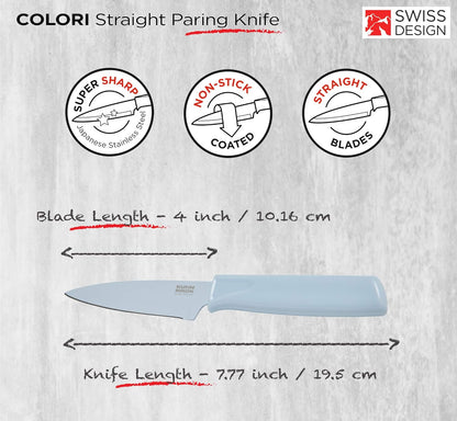 Kuhn Rikon Colori® Paring Knife – 4 Inch Japanese Stainless Steel, Nonstick Blade, Ergonomic Handle & Sheath, Yellow