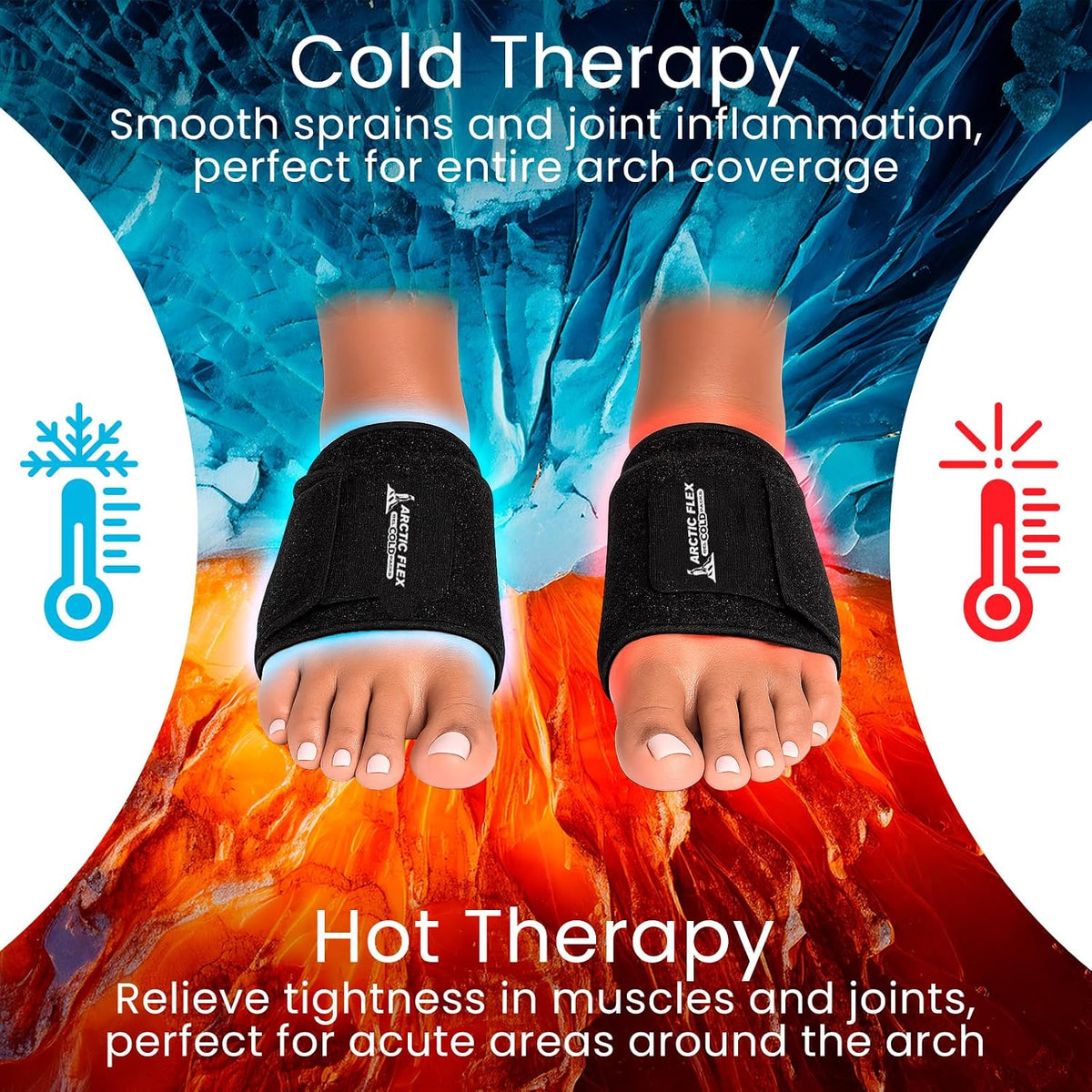 Arctic Flex Foot Ice Pack Wrap - Reusable Gel Cold Brace for Arch Pain