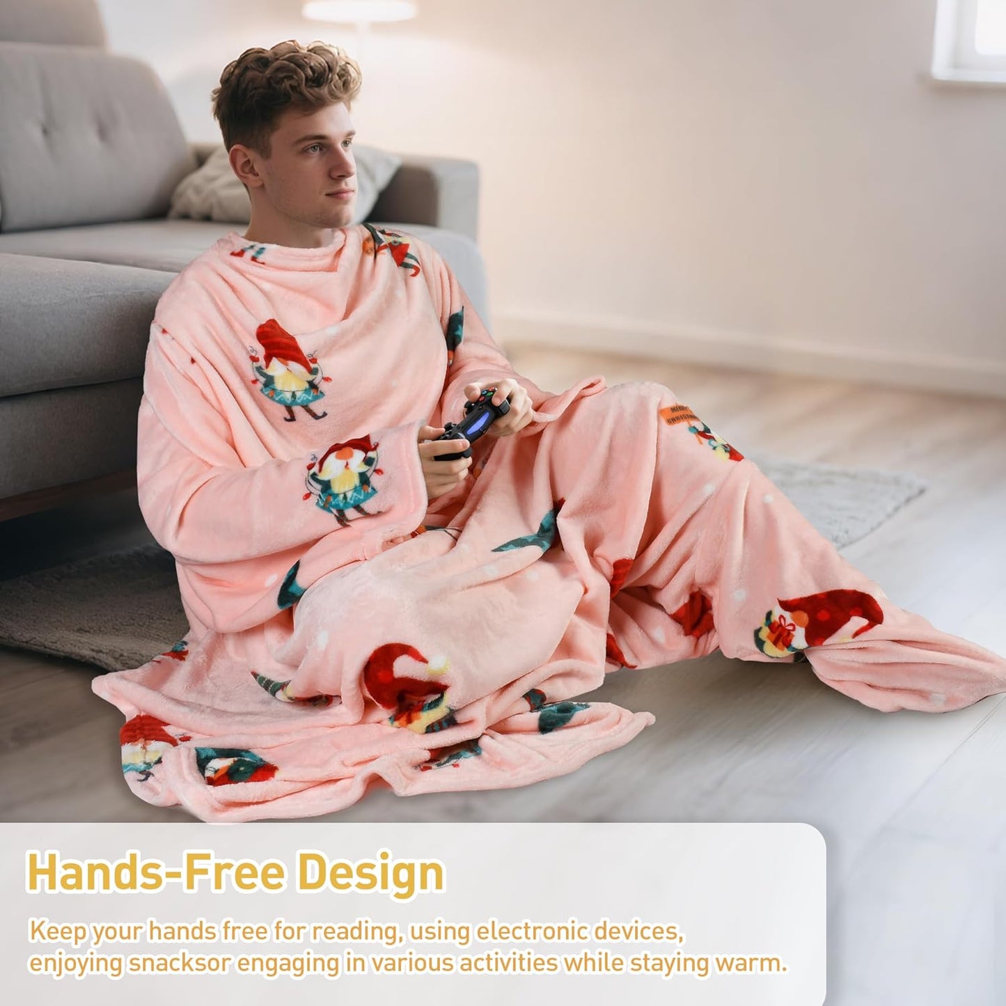 Catalonia Wearable Blanket with Sleeves & Foot Pocket for Adults | Soft Fleece Throw Wrap with Hands-Free Comfort, Perfect for Reading, TV Time & Relaxing, Christmas Gift for Women & Men
