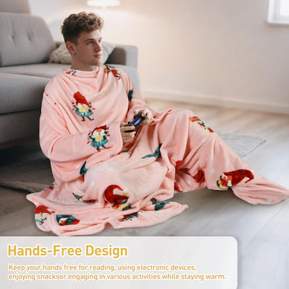 Catalonia Wearable Blanket with Sleeves & Foot Pocket for Adults | Soft Fleece Throw Wrap with Hands-Free Comfort, Perfect for Reading, TV Time & Relaxing, Christmas Gift for Women & Men