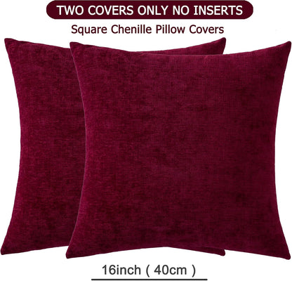 GAWAMAY Lumbar Support Pillow Decorative Rectangle Throw Pillow Covers 12"x20" Inch Set of 2, Soft Chenille Fall Pillowcase for Living Room Bedroom Sofa Couch Cushion Cover Grey 30x50cm (No Insert)