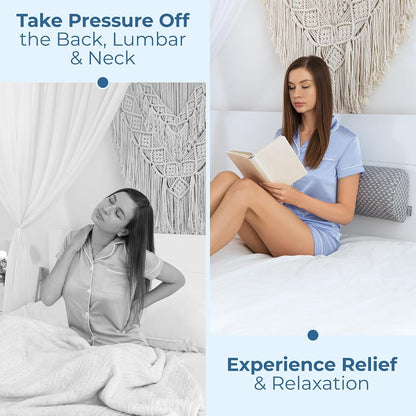 5 STARS UNITED Half Moon Bolster Semi-Roll Pillow and Knee Pillow for Side Sleepers - Bundle, 100% Memory Foam