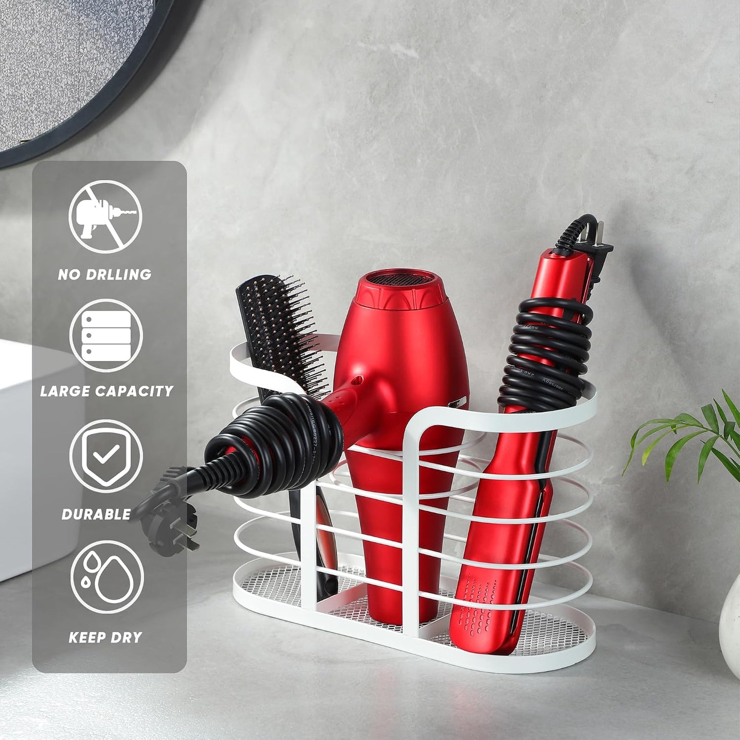 YIGII Hair Tool Organizer, Cabinet Door Storage Basket, Bathroom, Black | Storage for Hair Dryers, Flat Irons and Curling Tools, Space-Saving Cabinet Design for Bathroom Styling Tools