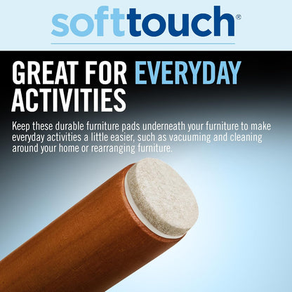 SoftTouch 1.5" Round Reusable Felt Furniture Sliders for Hard Surfaces, Noise-Reducing Adhesive Furniture Moving Pads for Beds, Sofas, Dressers, Set of 24, Beige