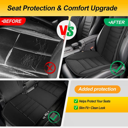 kingphenix Car Seat Cushion with Back Support Pillow, Memory Foam, Black | Memory Foam Car Cushion for Long Driving, Truck, Office Chair, Tailbone and Lower Back Support