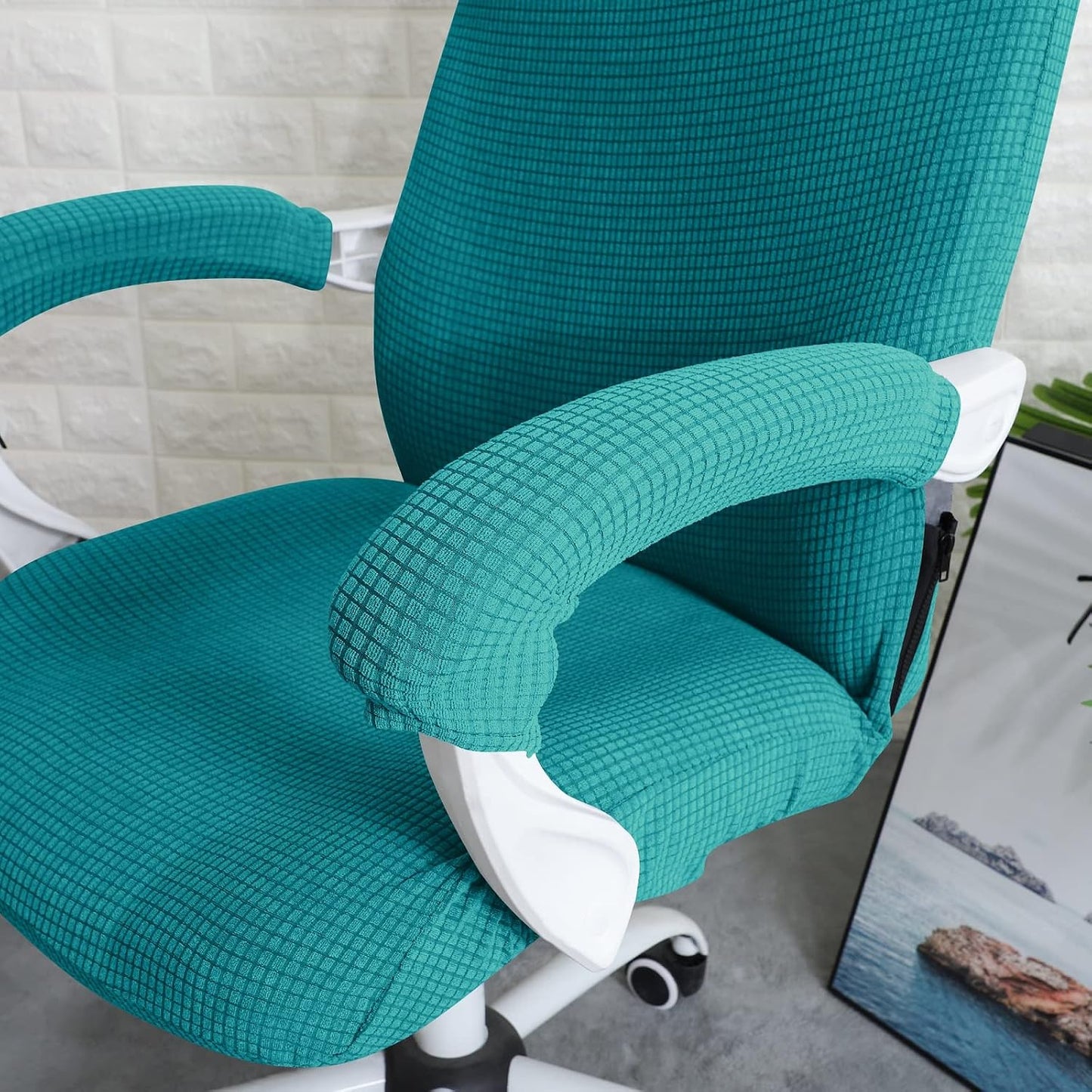 FORCHEER Office Chair Armrest Cover with Zipper 15inch Stretchable Water Resistant Computer Office Chair Arm Rest Slipcover for Desk Chairs Arm 2Pack-Army Green