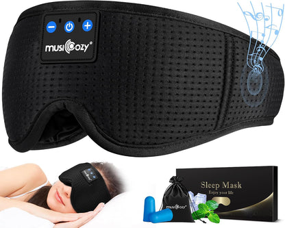 MUSICOZY Sleep Headphones Breathable Bluetooth 5.4 Headband 3D Sleeping Headphones, Wireless Eye Mask Earbuds Earphones for Side Sleeper Office Air Travel Cool Tech Gadgets Unique Gifts