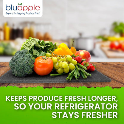 Bluapple FreshMats - Refrigerator Bin Liners, Fridge Drawer Mats - Keeps Produce Fresh Longer, Prevents Bruising, Promotes Air Circulation - BPA-Free Polyurethane Foam - (4-Piece Set, 12"x15", Green)