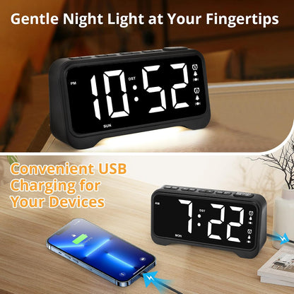 Vibrating Alarm Clock for Heavy Sleepers, 3-Level Bed Shaker, Dual Alarms