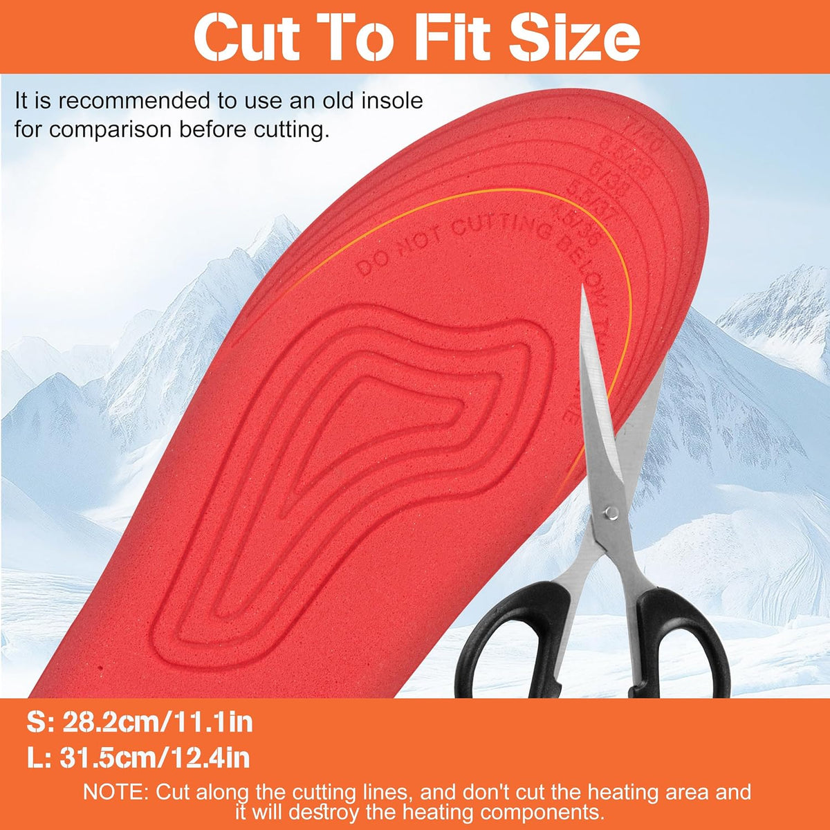 Heated Insoles Rechargeable, 5000 mAh Battery with APP Control, Foot Warmers with 4 Heating Levels for Men and Women, Skiing, Outdoor Winter Use, Washable and Trimmable