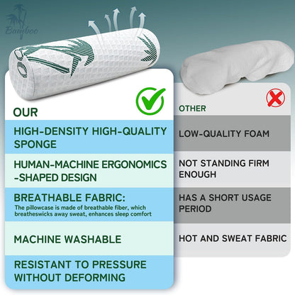 Asatdd Neck Roll Pillow, 2 Pack Foam Cervical Roll Pillow with Breathable Cover for Office Chair, Recliner Rest, and Home and Travel Use, 4" x 17"