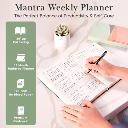 2026 Planner, Daily Journal & Gratitude Journal All-In-One with To Do List, Self Care Prompts & Habit Tracker - 7 x 10 - Pink