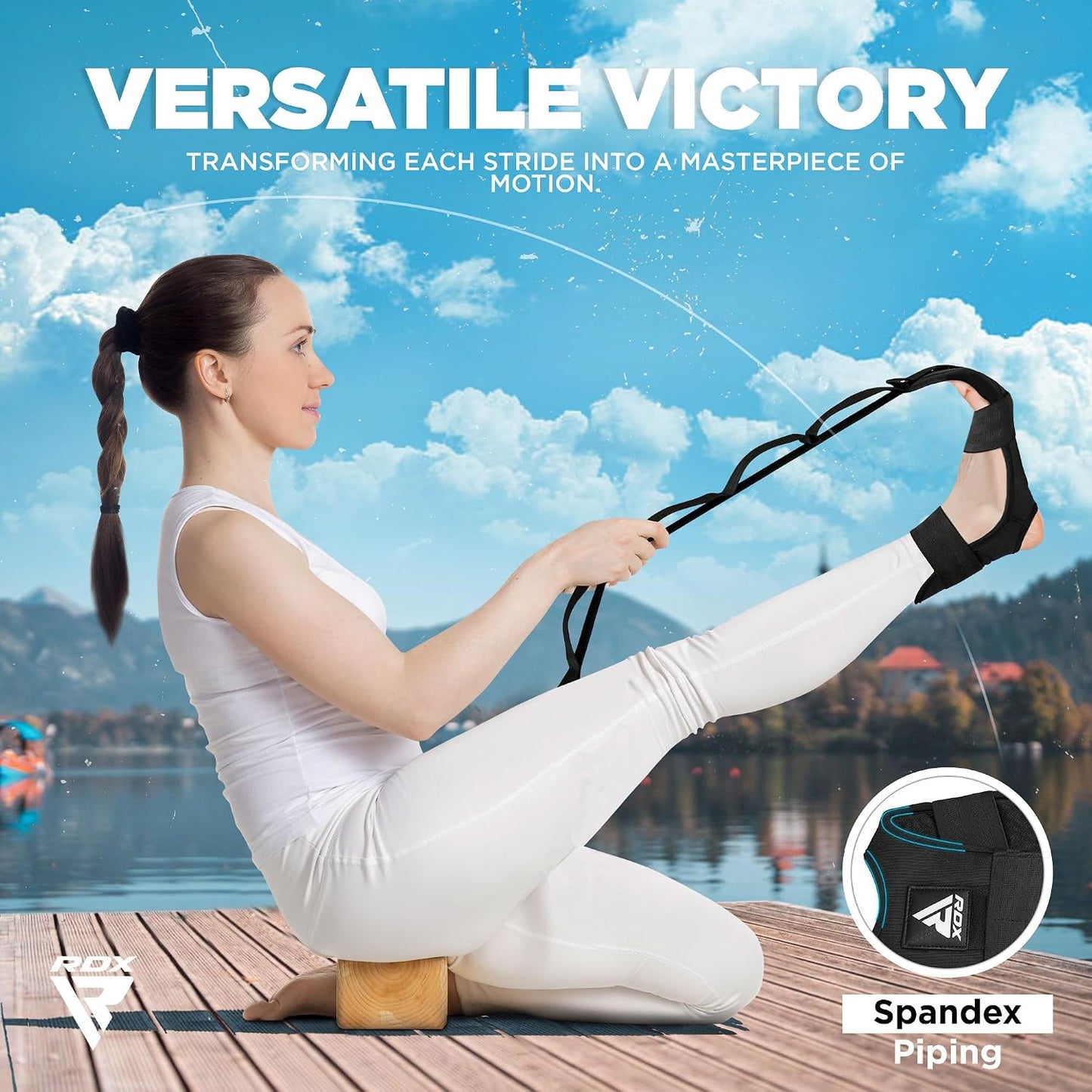 RDX Yoga Stretching Strap, Ankle Ligament Stretcher Belt with Loops Ligament Stretch Band, Fitness Leg Stretcher for Plantar Fasciitis, Foot Stretch Assist for Hamstring, Flexibility Exercise