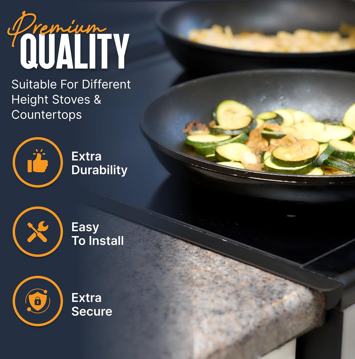Linda’s Essentials Silicone Stove Gap Covers (2 Pack), Heat Resistant Oven Gap Filler Seals Spaces Between Stovetop and Counter, Easy to Clean Stove Side Guard (25 Inches, Clear)