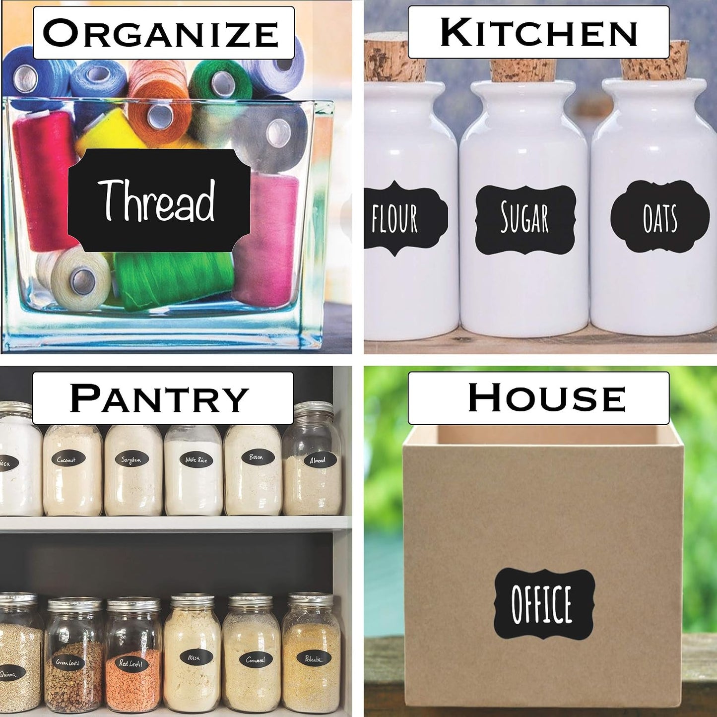 Chalkboard Jar Labels for Canning Mason Jars Premium Reusable Stickers Glass Chalk + 2 Large Erasable Markers (120 Labels)