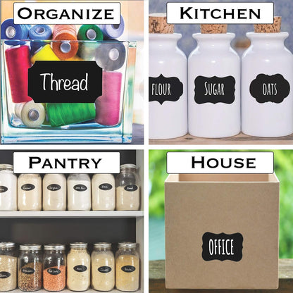 Chalkboard Jar Labels for Canning Mason Jars Premium Reusable Stickers Glass Chalk + 2 Large Erasable Markers (120 Labels)