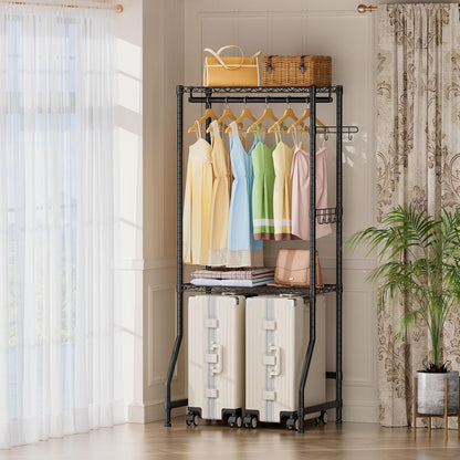 Golpart Laundry Organizer Shelves Over the Washer and Dryer Storage Shelf | Heavy Duty Laundry Room Organization Clothes Drying Rack Adjustable Height Wire Shelving and Wire Basket with Hanger Rod