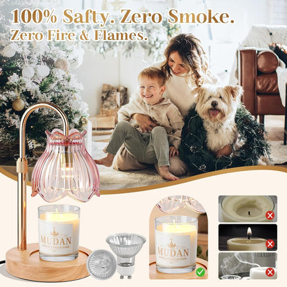 Flower Candle Warmer Lamp with Timer - Dimmable Electric Candle Lamp, Glod
