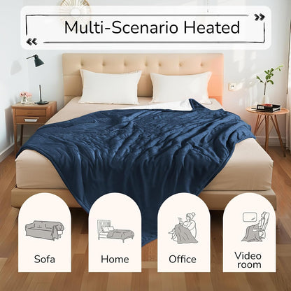 Electric Heated Blanket Full Size 72"x84" – Light Gray | ETL for Safe Overnight, 4 Heat Settings & 10H Auto Off, Dual-Sided Microplush Sherpa for Home Night, Machine washable