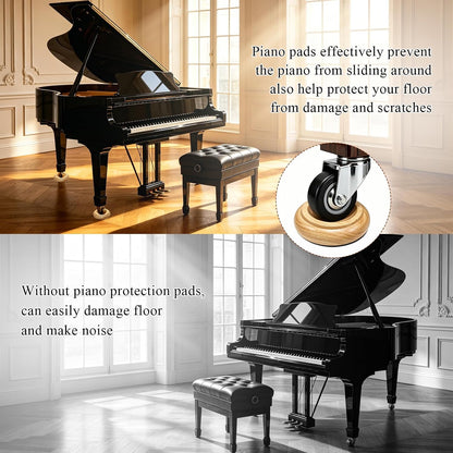 Piano Caster Cups Furniture Pads Upright Piano Caster Cups Wood Coasters Cups Floor Protectors for Furniture Furniture Floor Protectors (Walnut, 4)