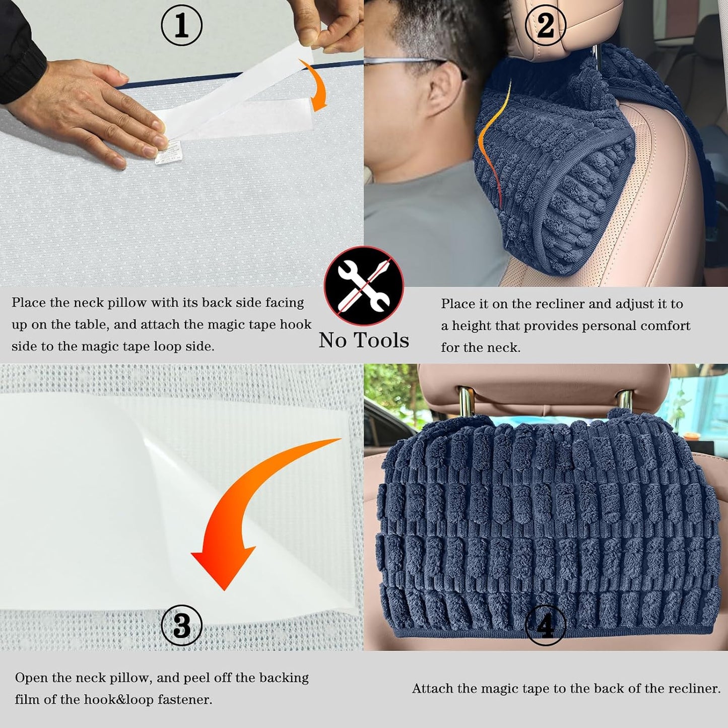 Memory Foam Recliner Neck Pillow. | Breathable pressure relieving ergonomic cushion fits car, sofa, office chair, recliner. Gray,17"W×2.7"D.