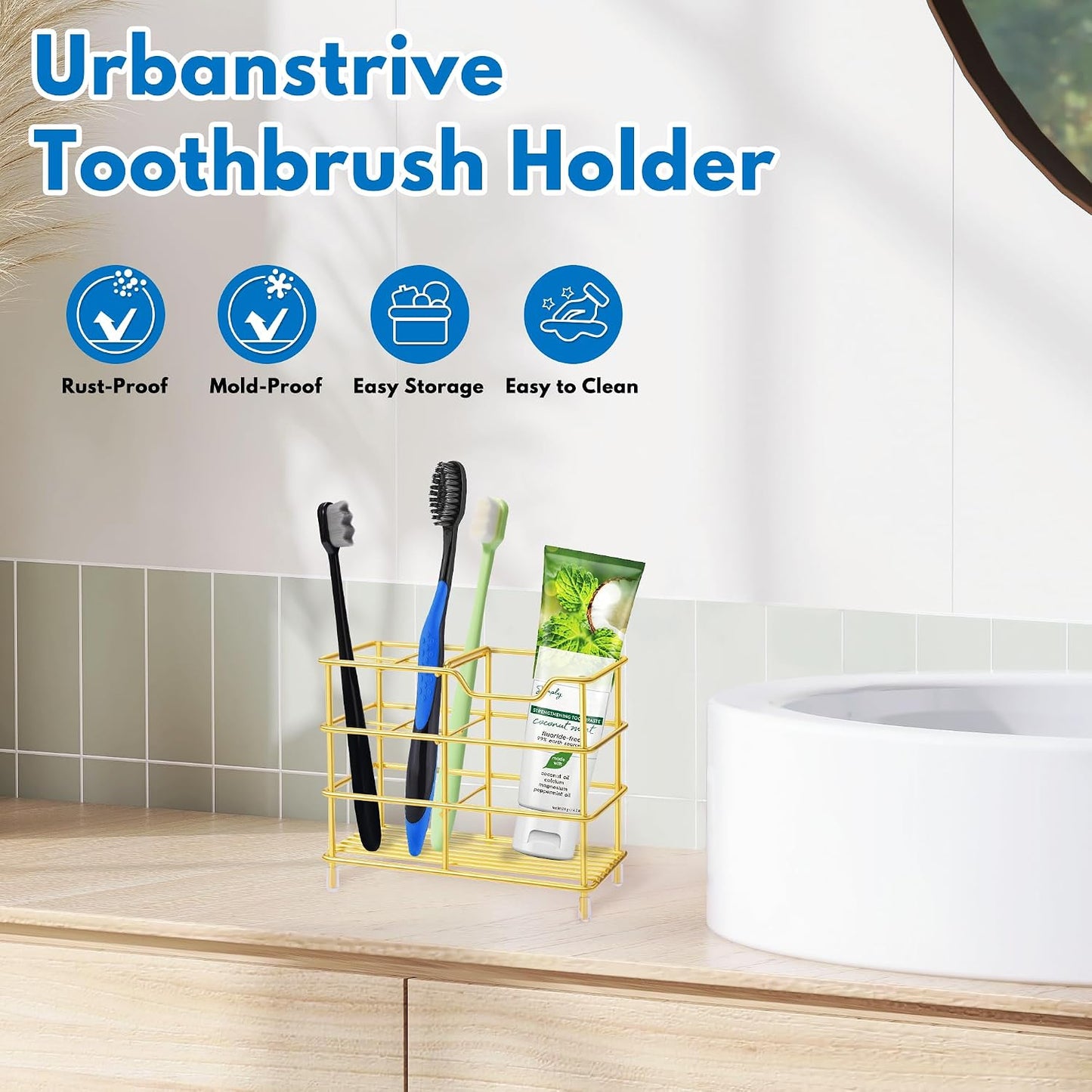 Electric Toothbrush Holders for Bathrooms 304 Stainless Steel Quick Drying | Upgrade Heavy Duty Sturdy Durable Toothpaste Holder Bathroom Organizer Storage Decor Accessories Tooth Brush Holder Caddy