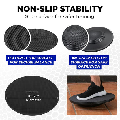 THERABAND Rocker Board, Wobble Balance Board, Core Strength Trainer, Black
